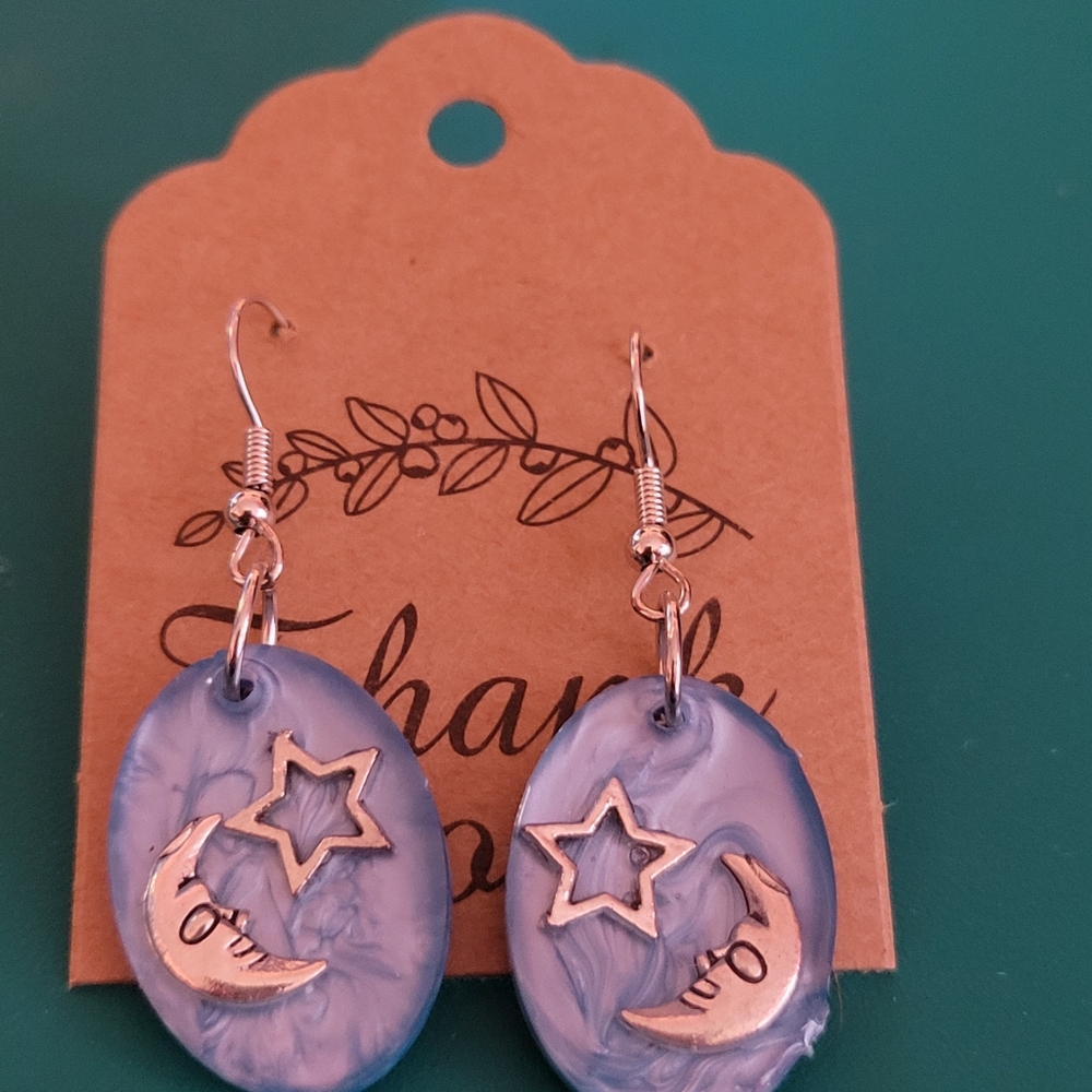 Hand Crafted Moon and Star Earrings
